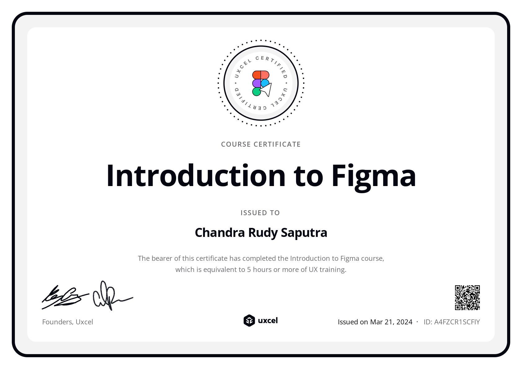 Chandra Rudy Saputra's certificate